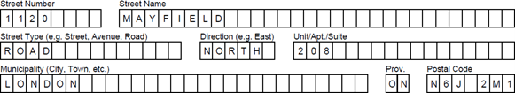 Part 1 visual example showing fields on the form being completed as described in this example.
