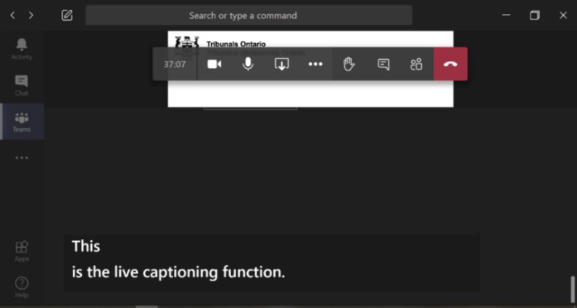 MS Teams Live Captions Example