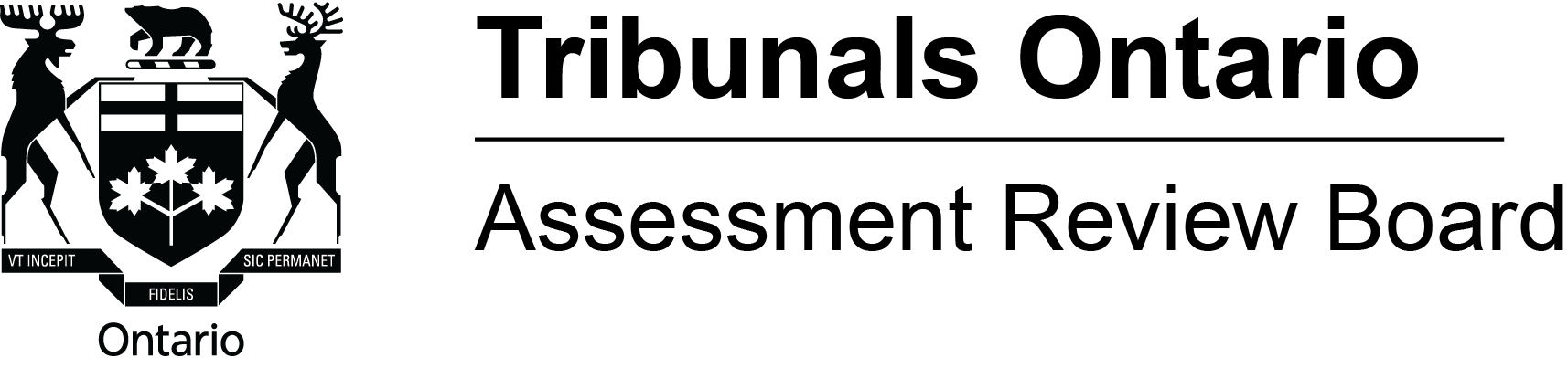 Government of Ontario. Tribunals Ontario. Assessment Review Board logo.