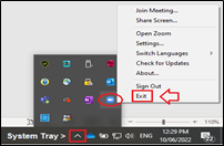 Image of exiting Zoom platform on computer taskbar